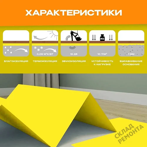 Фото Подложка листовая Solid 2 мм под ламинат и паркет желтая – купить в Кургане: цена, описание, фото. Интернет-магазин 3