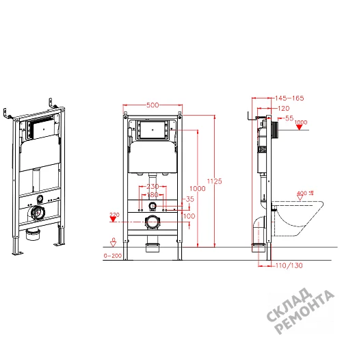 Фото Инсталляция для подвесного унитаза Calypso Beta CS105M без кнопки купить в Кургане: цена, описание, фото. Интернет-магазин 11