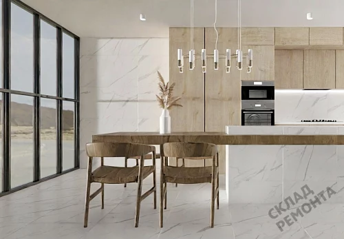 Фото Керамогранит матовый Steppe Ceramics Statuario White белый 600*600*9,5 – купить в Кургане: цена, описание, фото. Интернет-магазин 5