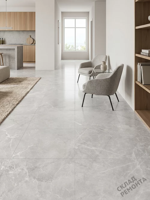 Фото Керамогранит лаппатированный Alma Ceramica Апарель GFU6060APL07L серый 600*600*9 – купить в Кургане: цена, описание, фото. Интернет-магазин 1