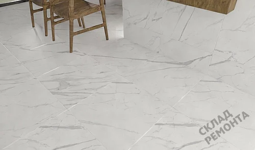 Фото Керамогранит матовый Steppe Ceramics Statuario White белый 600*600*9,5 – купить в Кургане: цена, описание, фото. Интернет-магазин 4