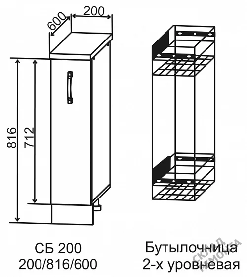 Фото Шкаф нижний ДСВ СБ 200 (бутылочница) – купить в Кургане: цена, описание, фото. Интернет-магазин 2