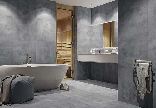 Фото Керамогранит матовый Steppe Ceramics Concrete Antracite серый 600*600*9 – купить в Кургане: цена, описание, фото. Интернет-магазин 3