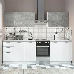 Кухонный гарнитур ДСВ Дуся 2.0 м, цемент/белый бриллиант